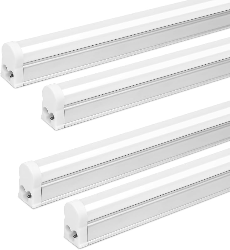 4 Lámparas LED T5 20W 6500K blanco súper brillante con cable