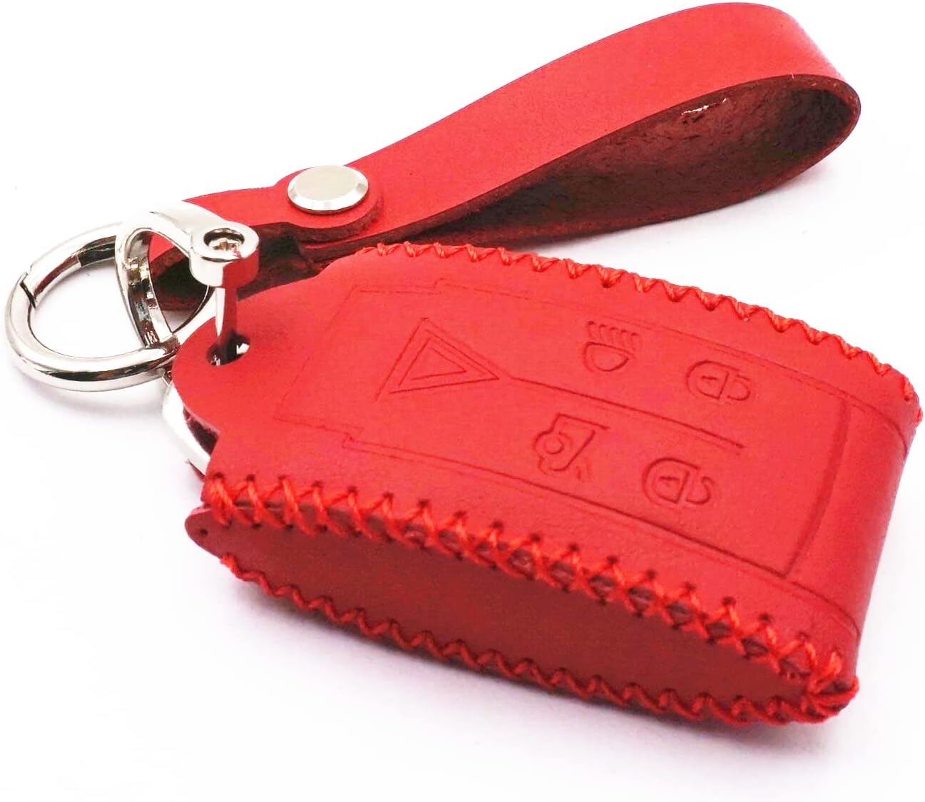 Funda cuero inteligente 5 botones para Jaguar rojo