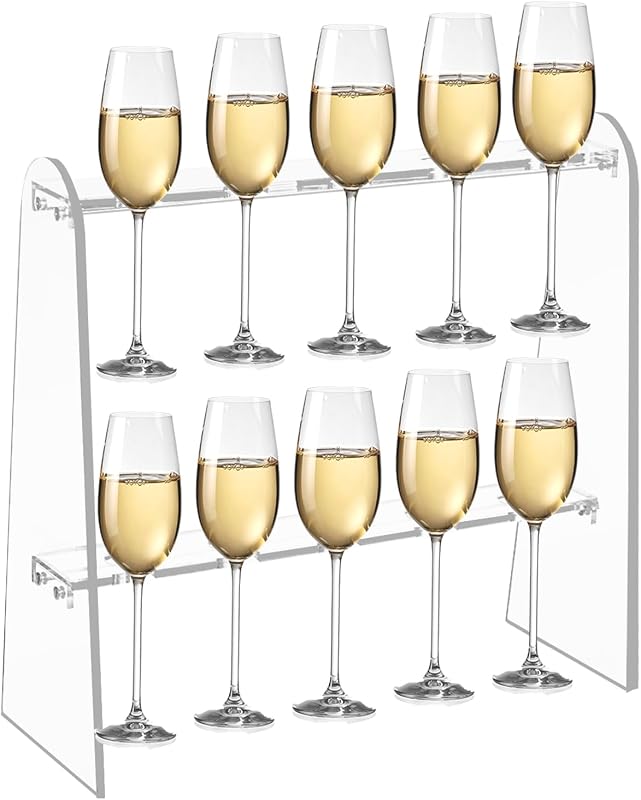 Soporte pared champán 2 niveles para 10 tazas acrílico transparente