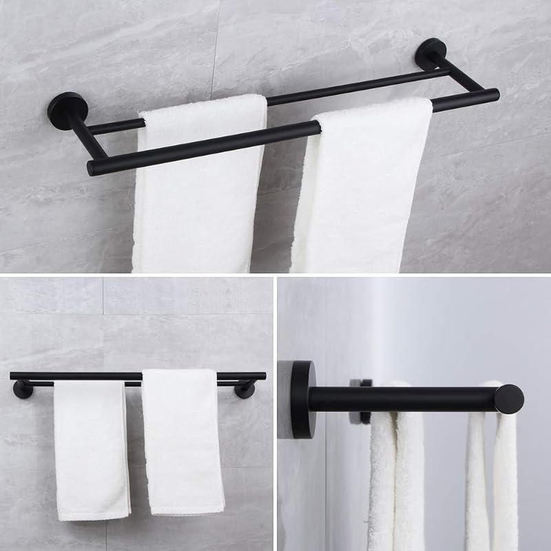Toallero doble acero inox 24" pared estilo moderno negro