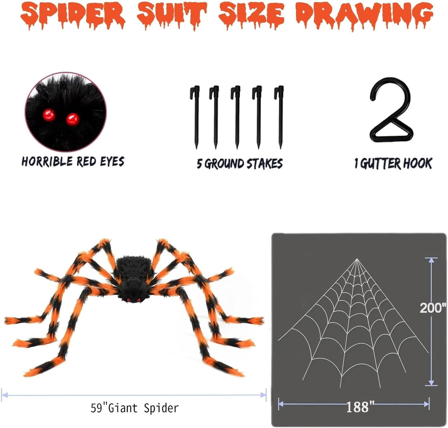 Telaraña Halloween 200pulg araña triangular peluda
