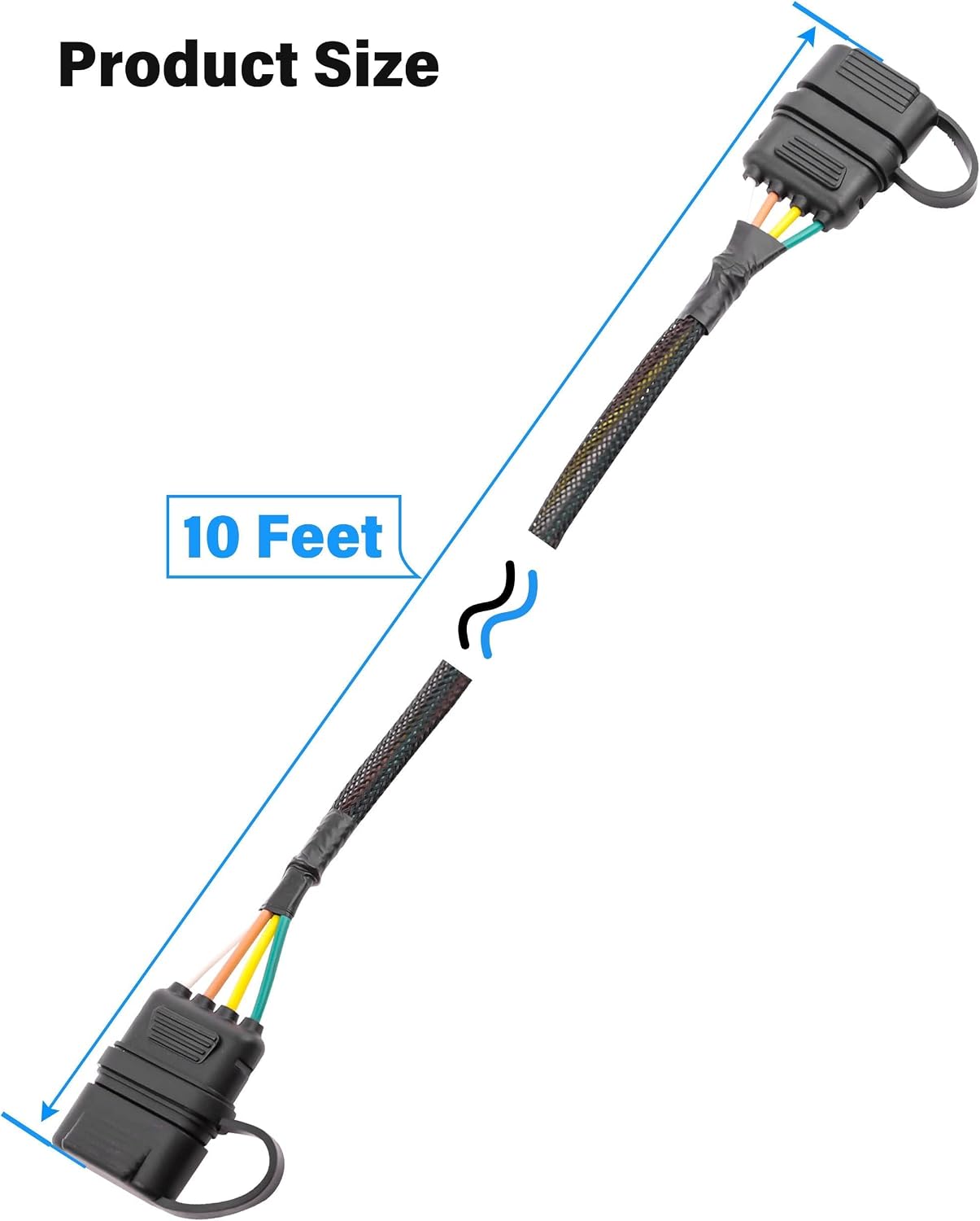 Extensión arnés 16 AWG 4 pines 10ft conector plano