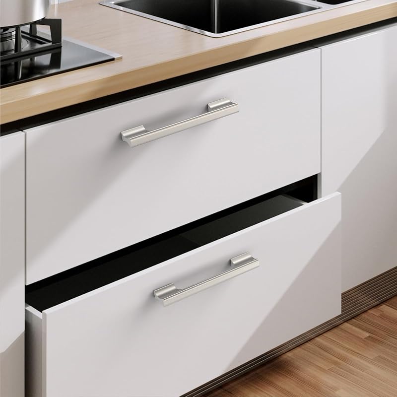10 Tiradores Níquel Satinado 5" Manijas Cocina
