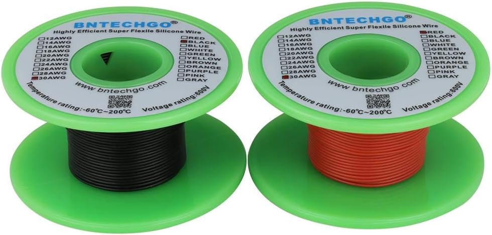 Bobina alambre silicona 250pies rojo y negro 30awg