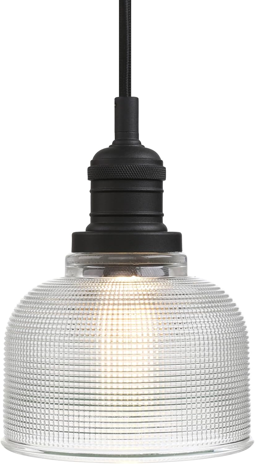 Lámpara colgante vintage pantalla rayas luz Edison