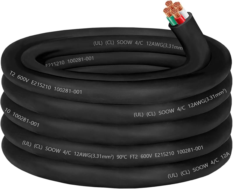 Cable SOOW 25pies 12 AWG 600V soldadora coche