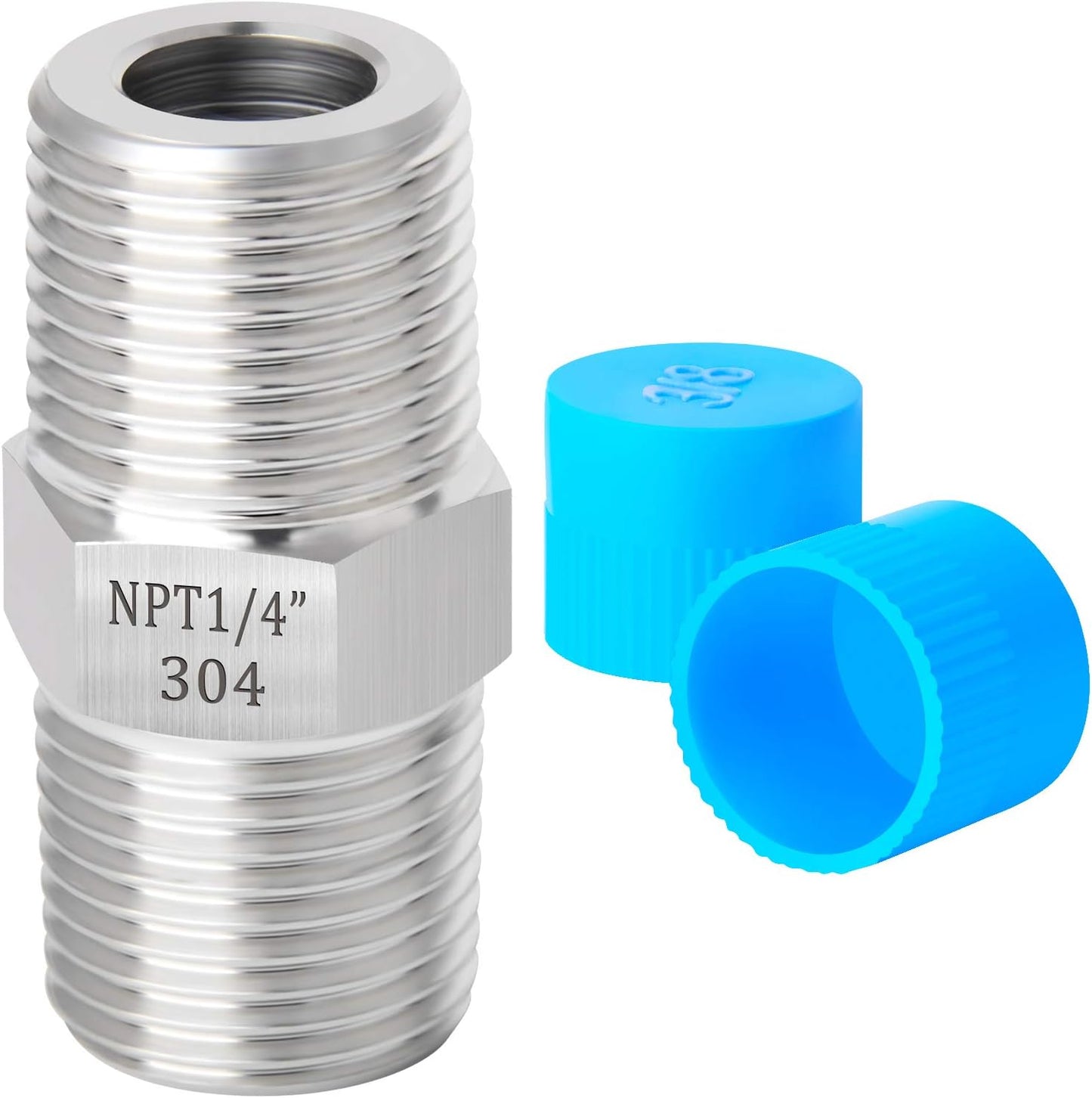 2 Pezones Hexagonales Acero Inox 304 1/4pulg