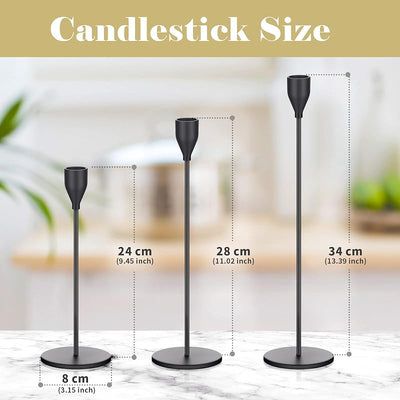 27 Portavelas Candelabros Cónicos Metal 0.75pulg Negro