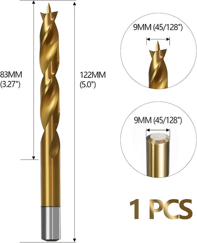Brocas Punta Brad 9mm para Carpintería Acero Alta Velocidad
