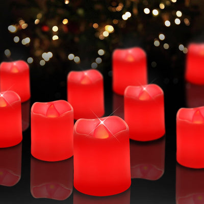 24 Velas LED Parpadeantes Rojas para Bodas y Celebraciones