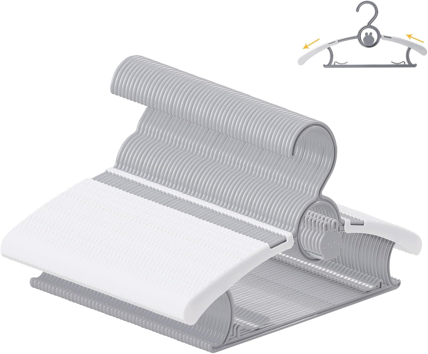 50 Perchas Antiderrap Plástico para Bebés 11-14" Gris