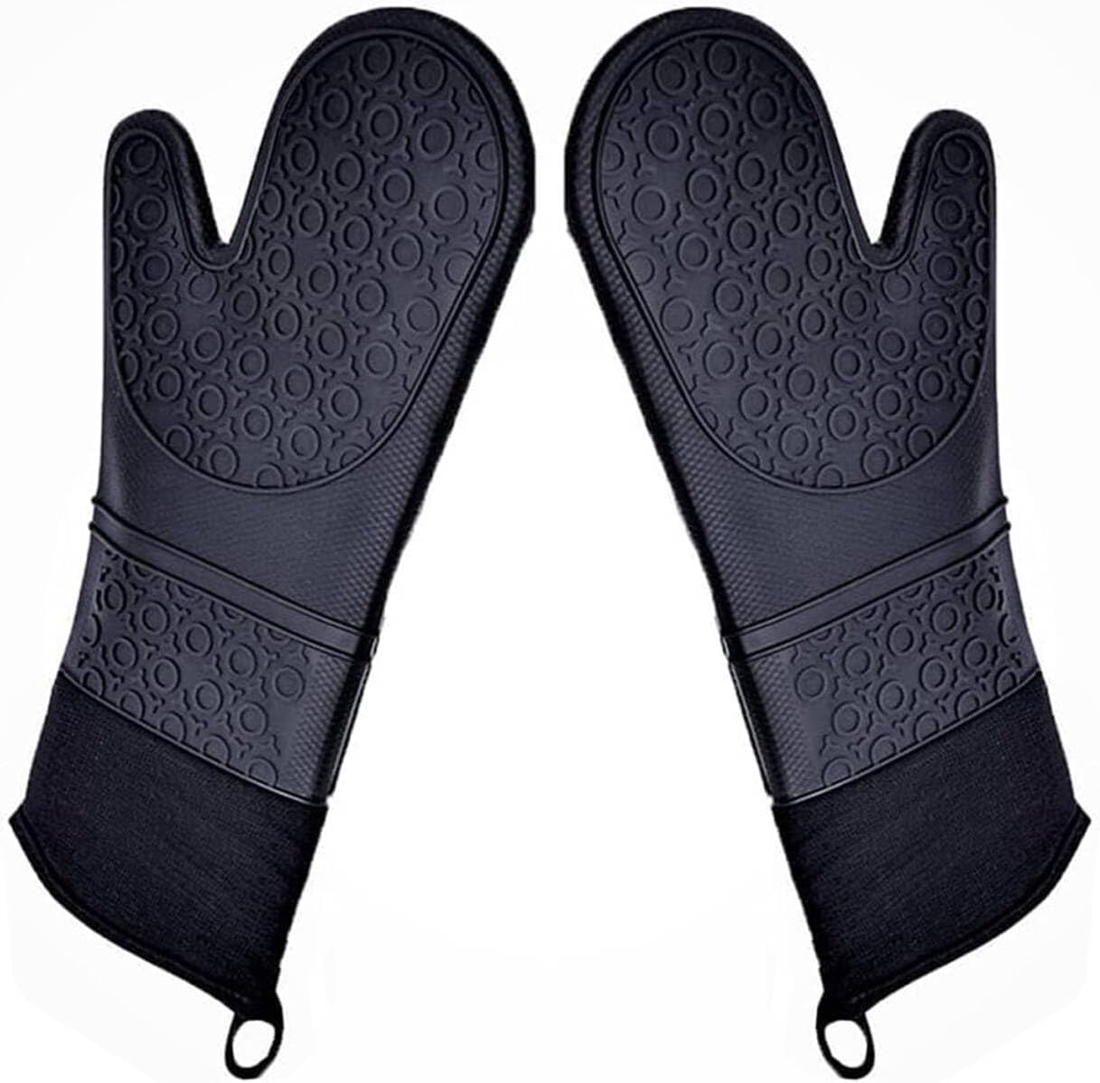 Guantes horno silicona acolchados 2 pzas 14.2pulg negro