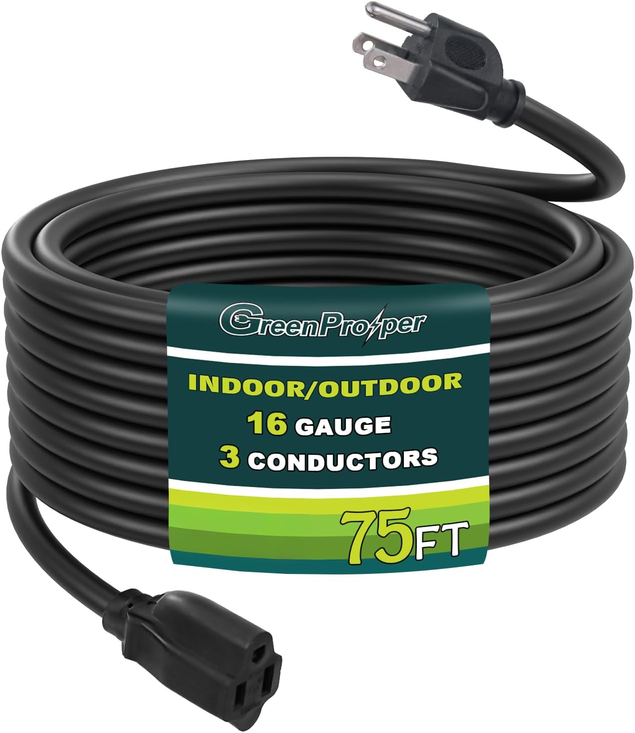 Cable extensión negro 75ft 16/3 13A impermeable cert UL