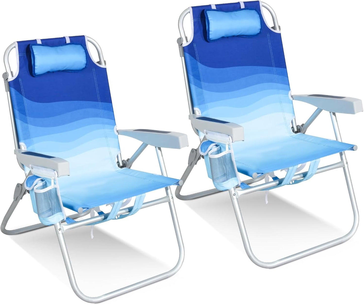 Sillas playa reclinables 5 posiciones aluminio azul set 2