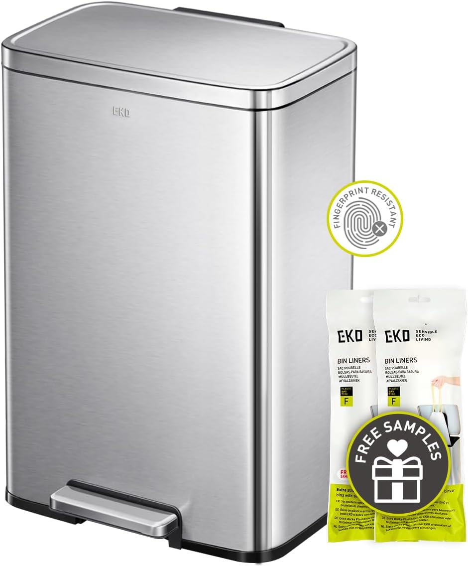 Bote basura acero inox 50L forro resistente huellas