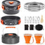 Set cocina camping acero inox 2 platos 2 tazas 2 cuchillos