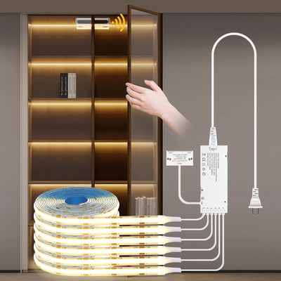 Luz LED COB 6en1 12V con sensor puerta adhesiva para gabinete