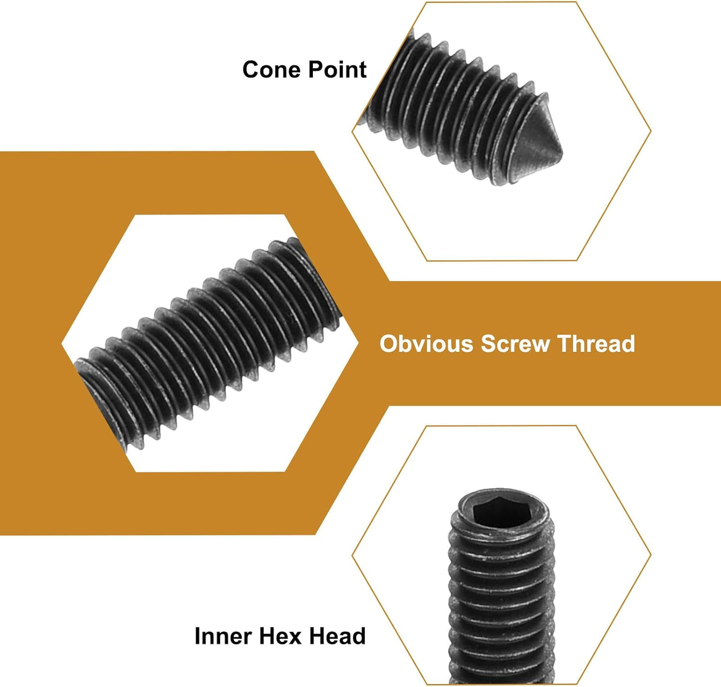 Set 20 tornillos M8x30mm acero carbono punta cónica negro