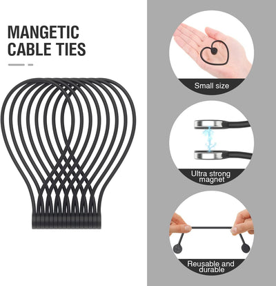 Lazos magnéticos silicona reutilizables 24pzas negro