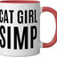 Taza Cerámica Anime Cat Girl Simp Kawaii Roja/Blanca