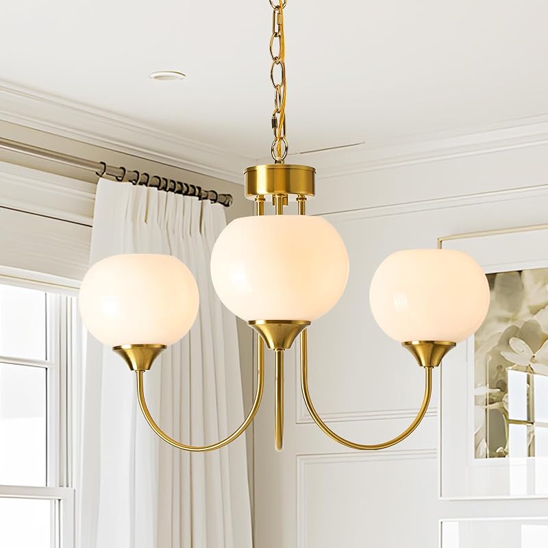 Candelabro estilo sputnik 3 luces vidrio dorado comedor