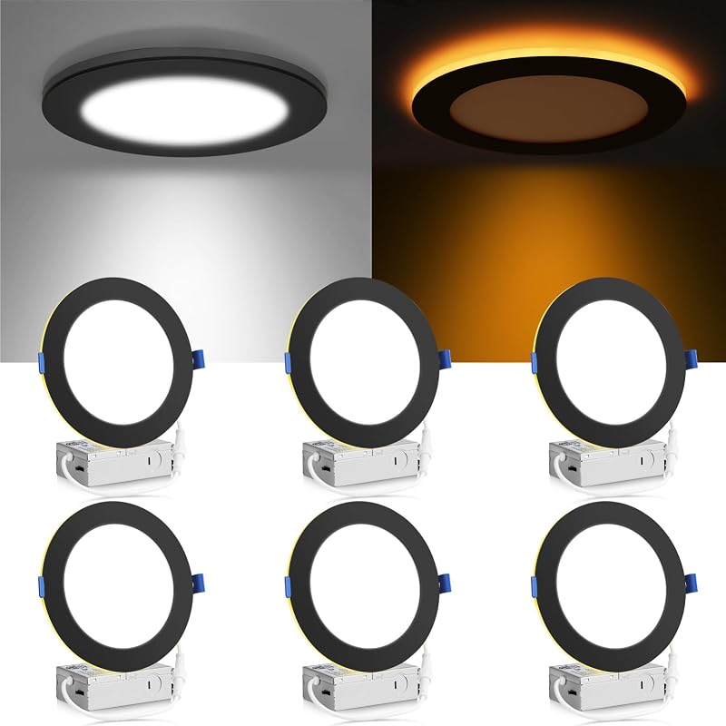 6 Luces LED Empotrables 6" 2700K-5000K 12W Borde Negro