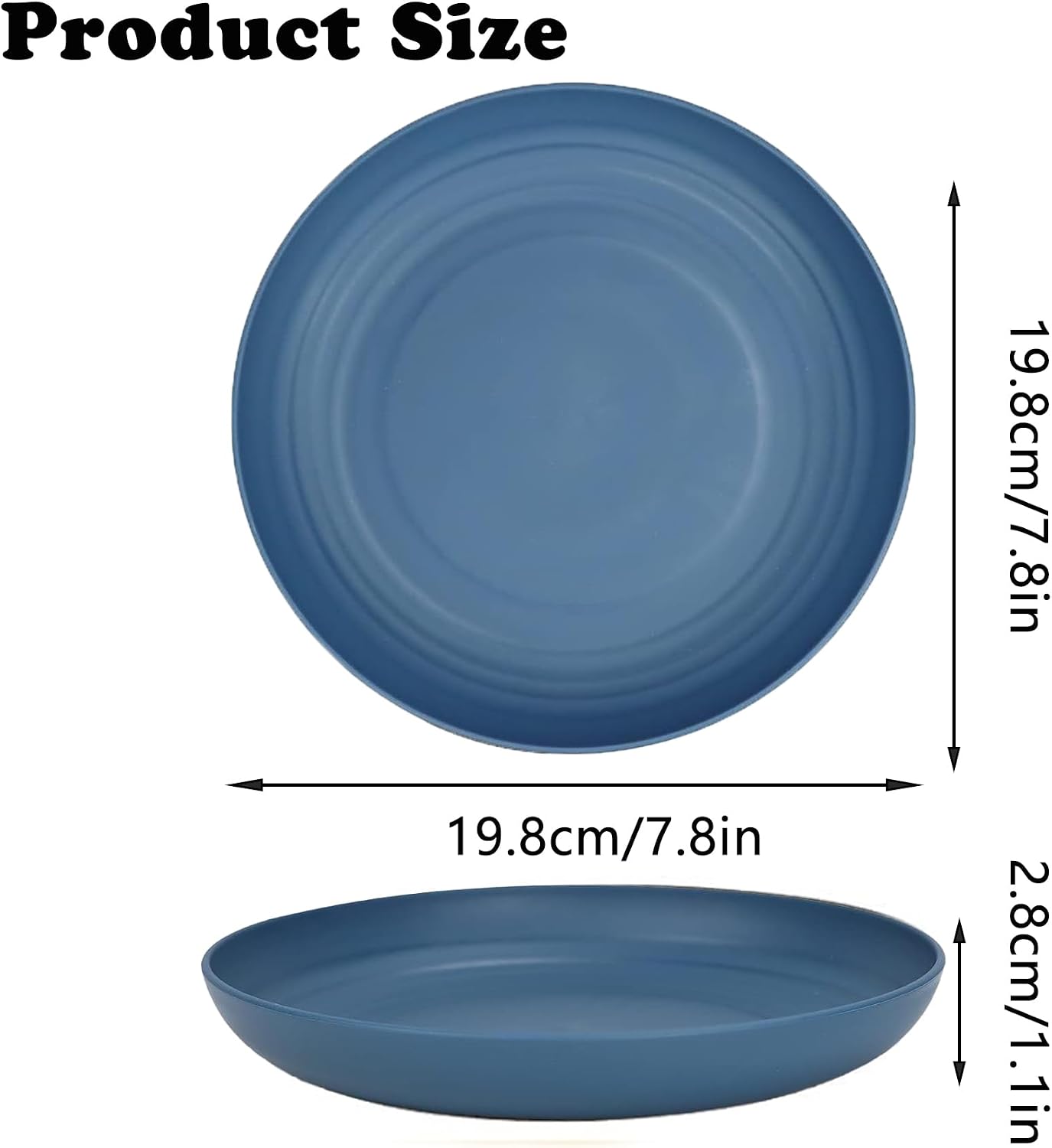 Juego 4 platos paja trigo 8pulg reutilizables lavavajillas