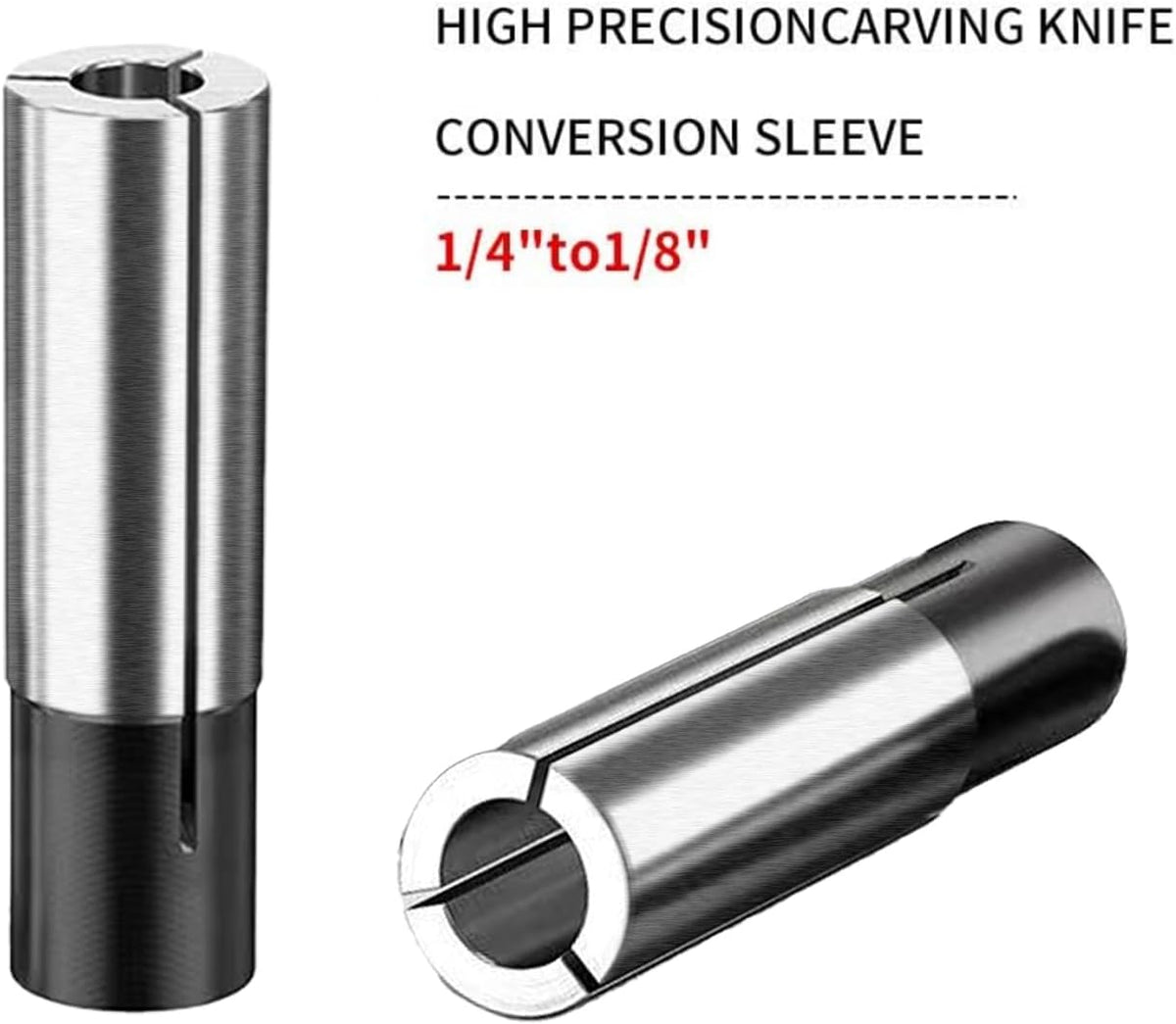 Juego 4 adaptadores pinza 1/4 a 1/8 pulg acero carbono CNC