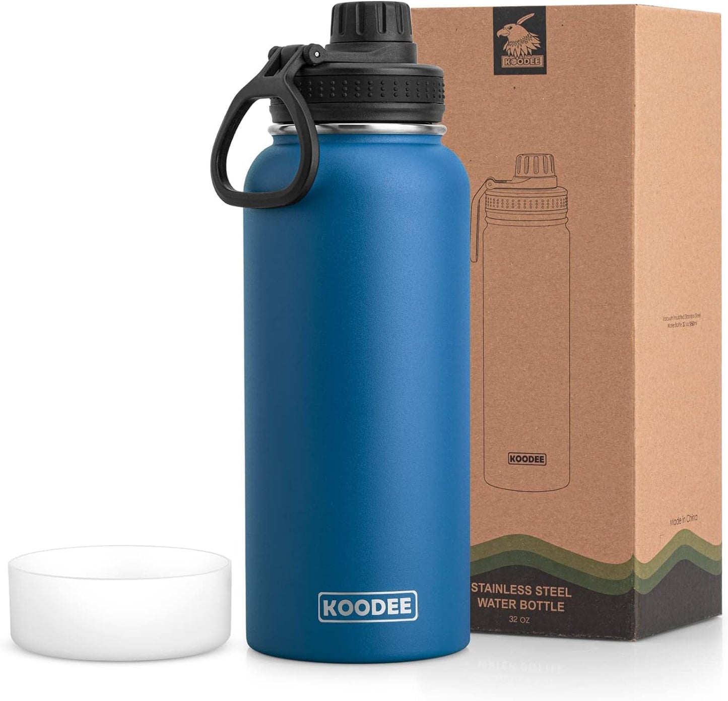 Botella agua aislada acero inox 32oz boca ancha tapa