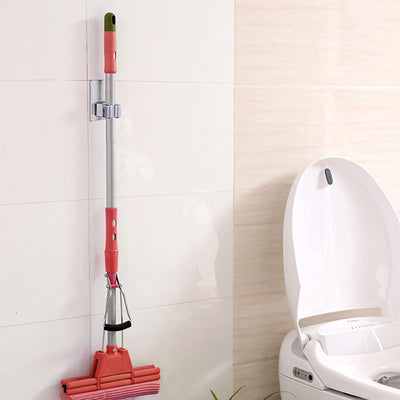 4 Organiz. Acero Inox para Escobas Pared Grande