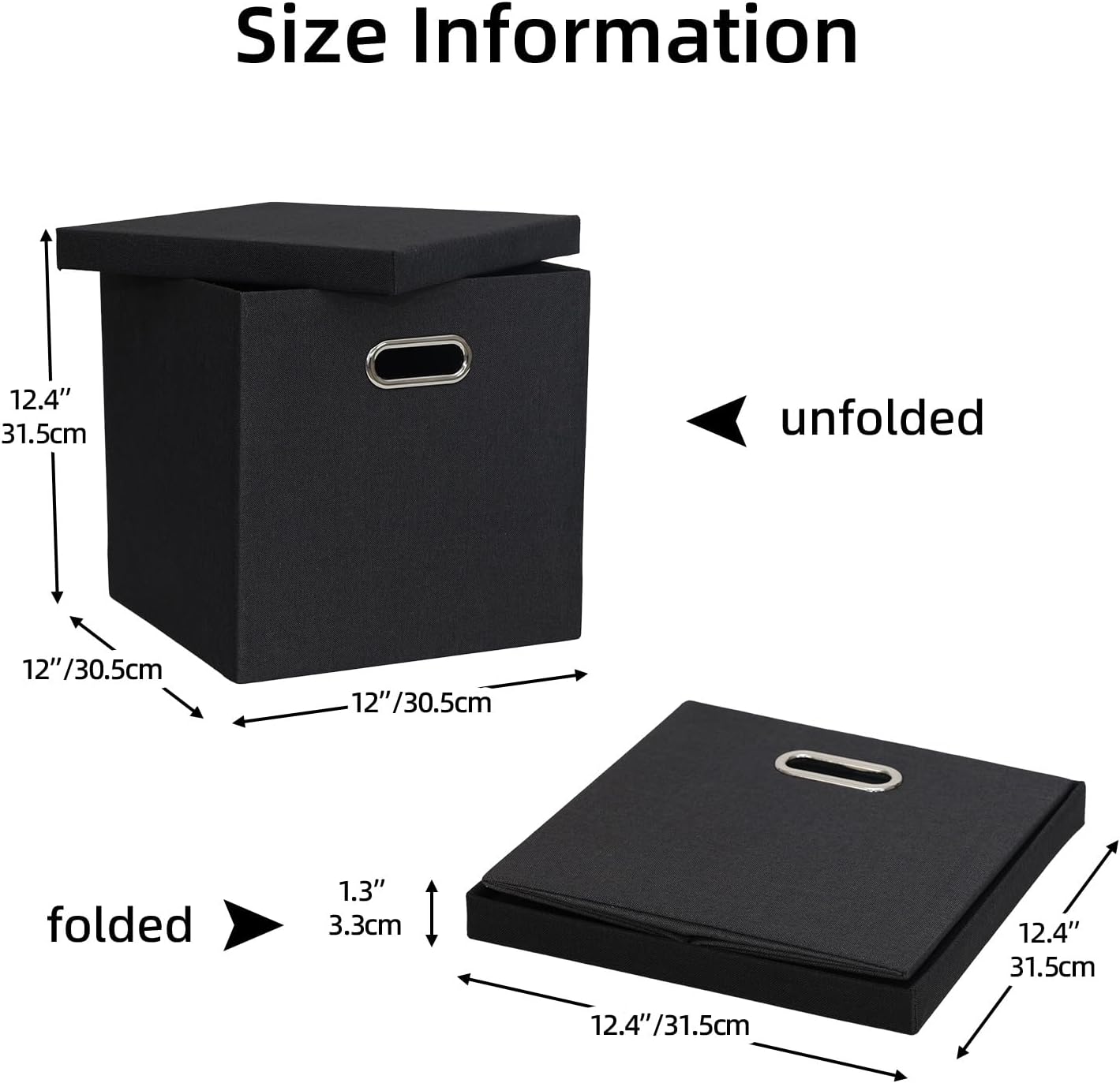 Caja plegable lino con tapa para almacenar en armario