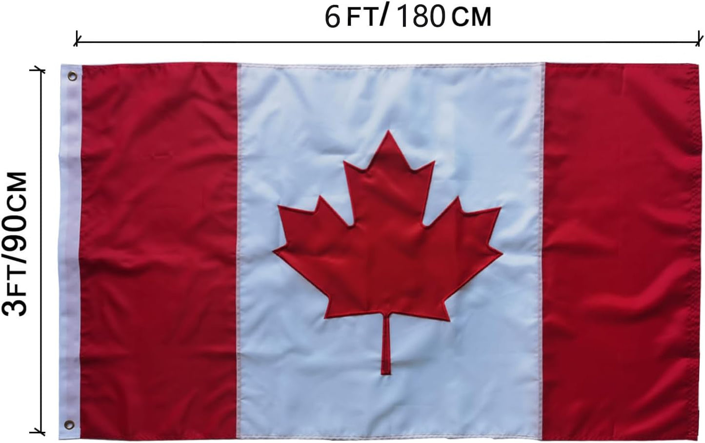 Bandera Canadá 3x6ft Hoja Arce Bordada Ojales Latón