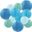 12 Faroles Papel Azules 6-12pulg Redondos Decoración