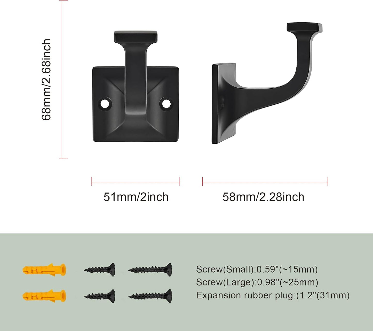 3 Ganchos Pared Negro Mate para Baño Dormitorio