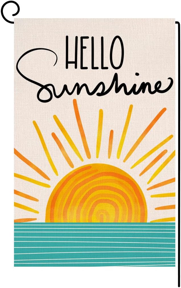 Bandera jardín 12x18pulg doble cara hello sunshine decoración patio