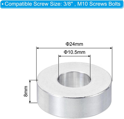 Espaciadores aluminio M10 5 pzas 0.41x0.95x0.32pulg