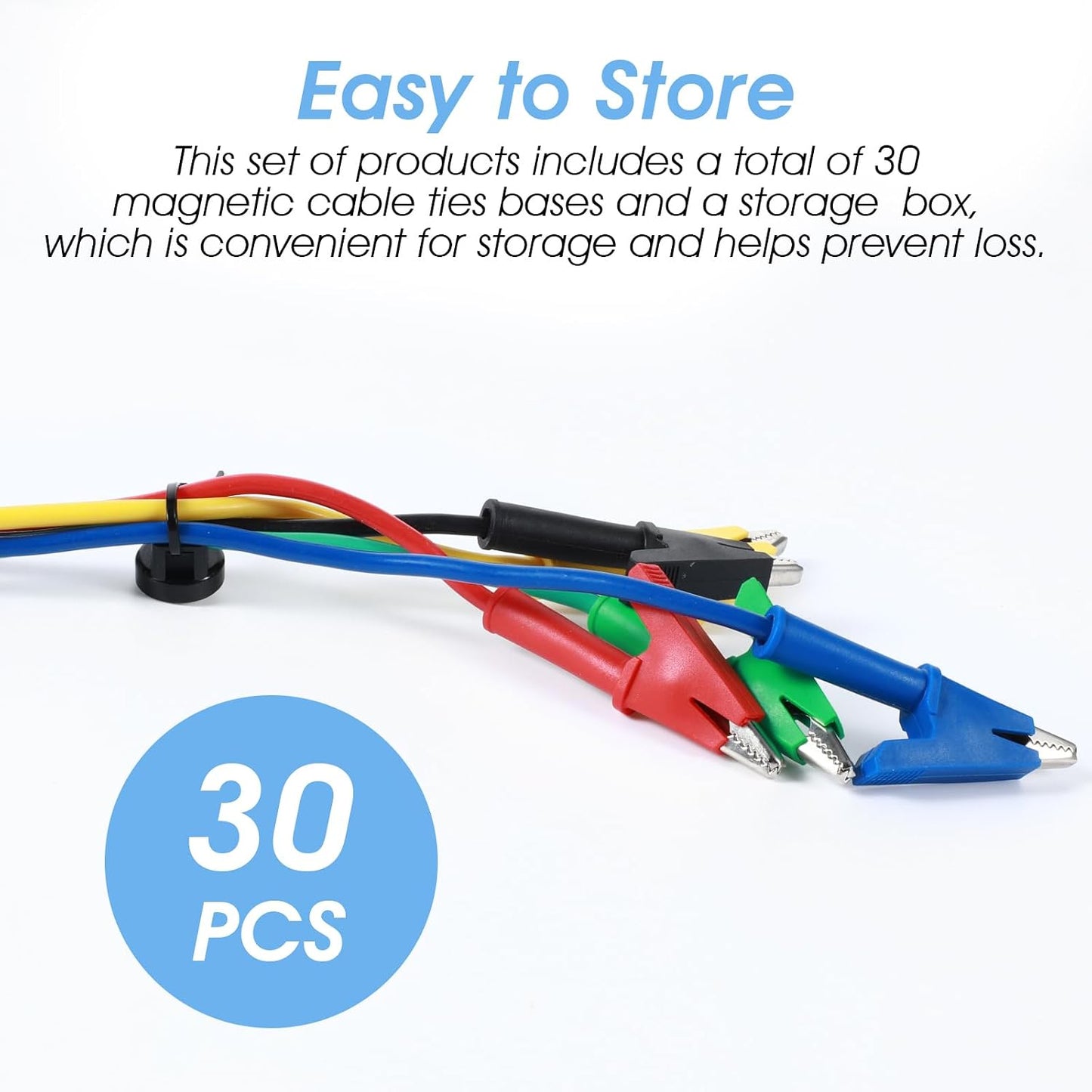 30 Pzas Clips Magnéticos para Cables Base Montaje