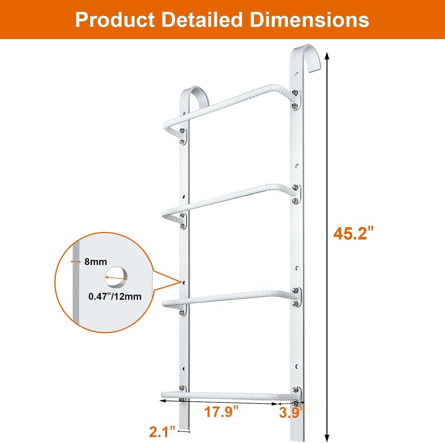 Escalera ventana 4 peldaños acero 45.2pulg blanco
