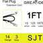 Cable extensión iluminado 14/3 1pie 3 clavijas negro perfil bajo UL