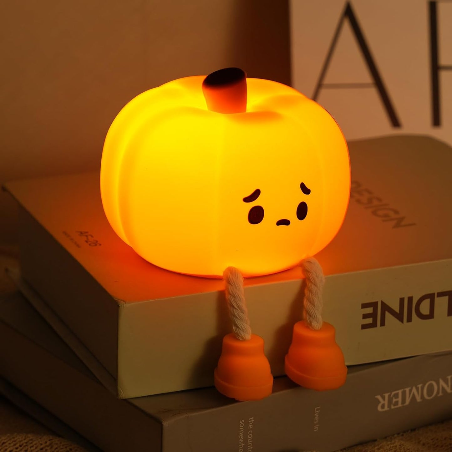 Luz Nocturna Calabaza para Niños Halloween Recargable de Silicona