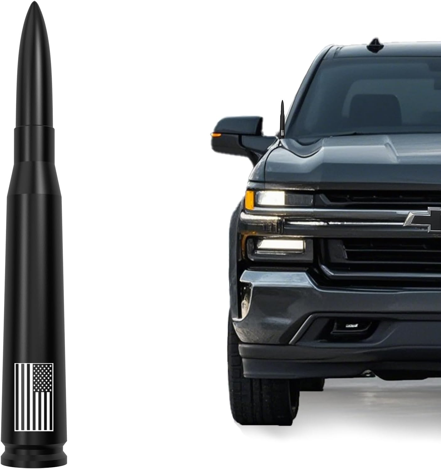 Antena bala coche camión bandera USA negro mate