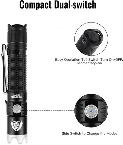 Linterna EDC LED recargable USB-C 2000 lúmenes 6 modos negro
