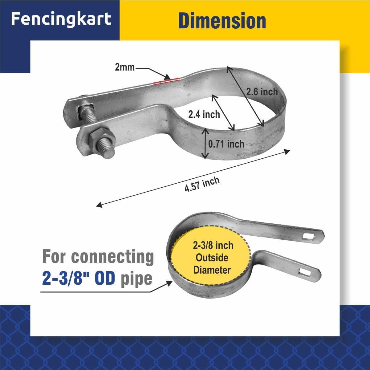 Banda tensión galvanizada 1-5/8" 20 pzas