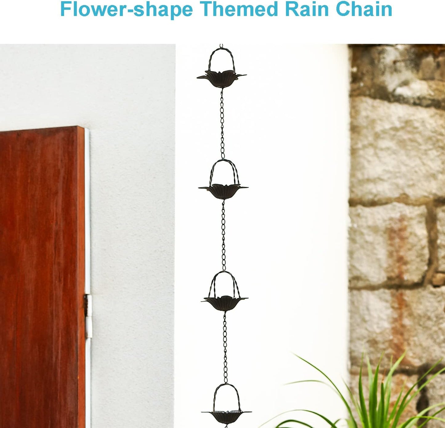 Cadena lluvia metal 6.5ft estilo flor lirio bronce