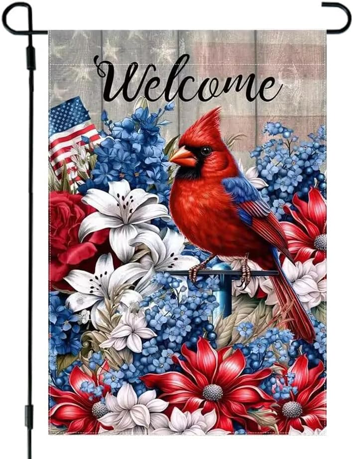 Bandera 4 de Julio 12x18pulg doble cara jardín decoración