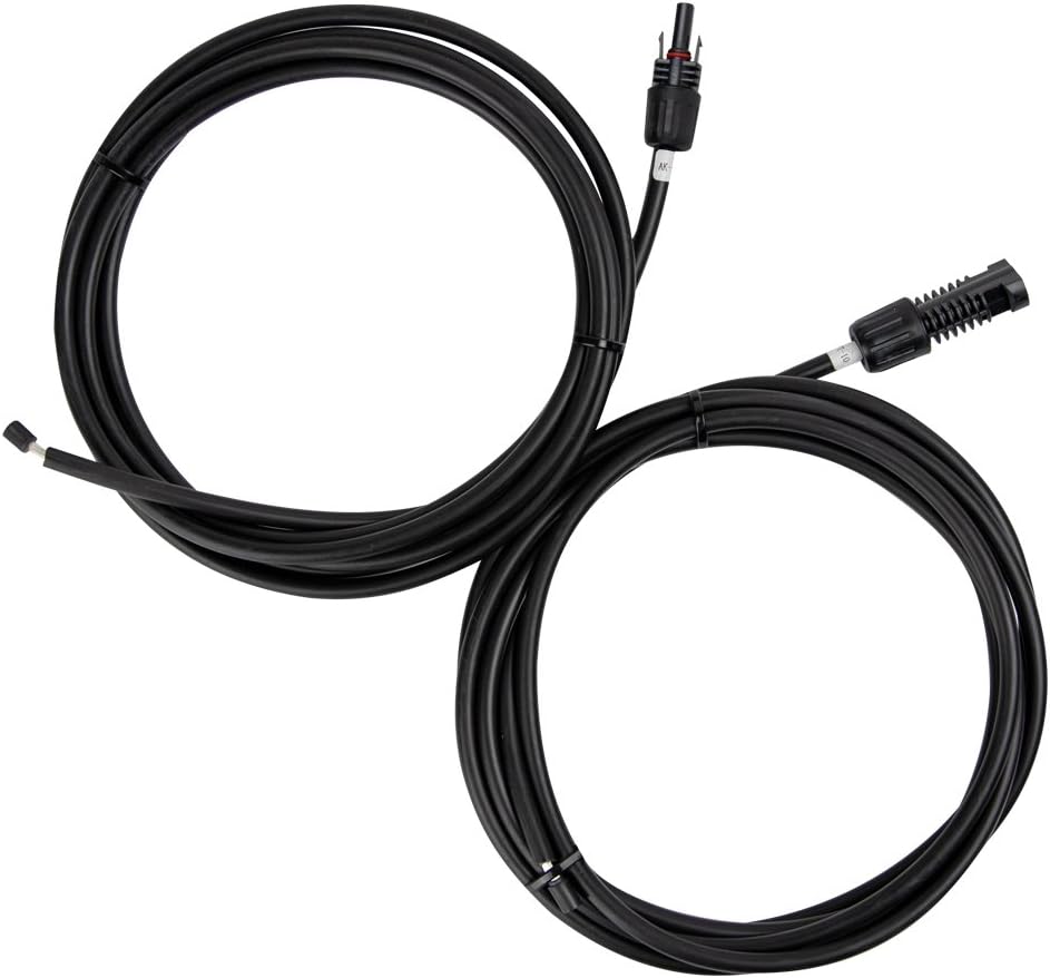 Cable solar 10 pies 10 AWG con conectores negro resistente
