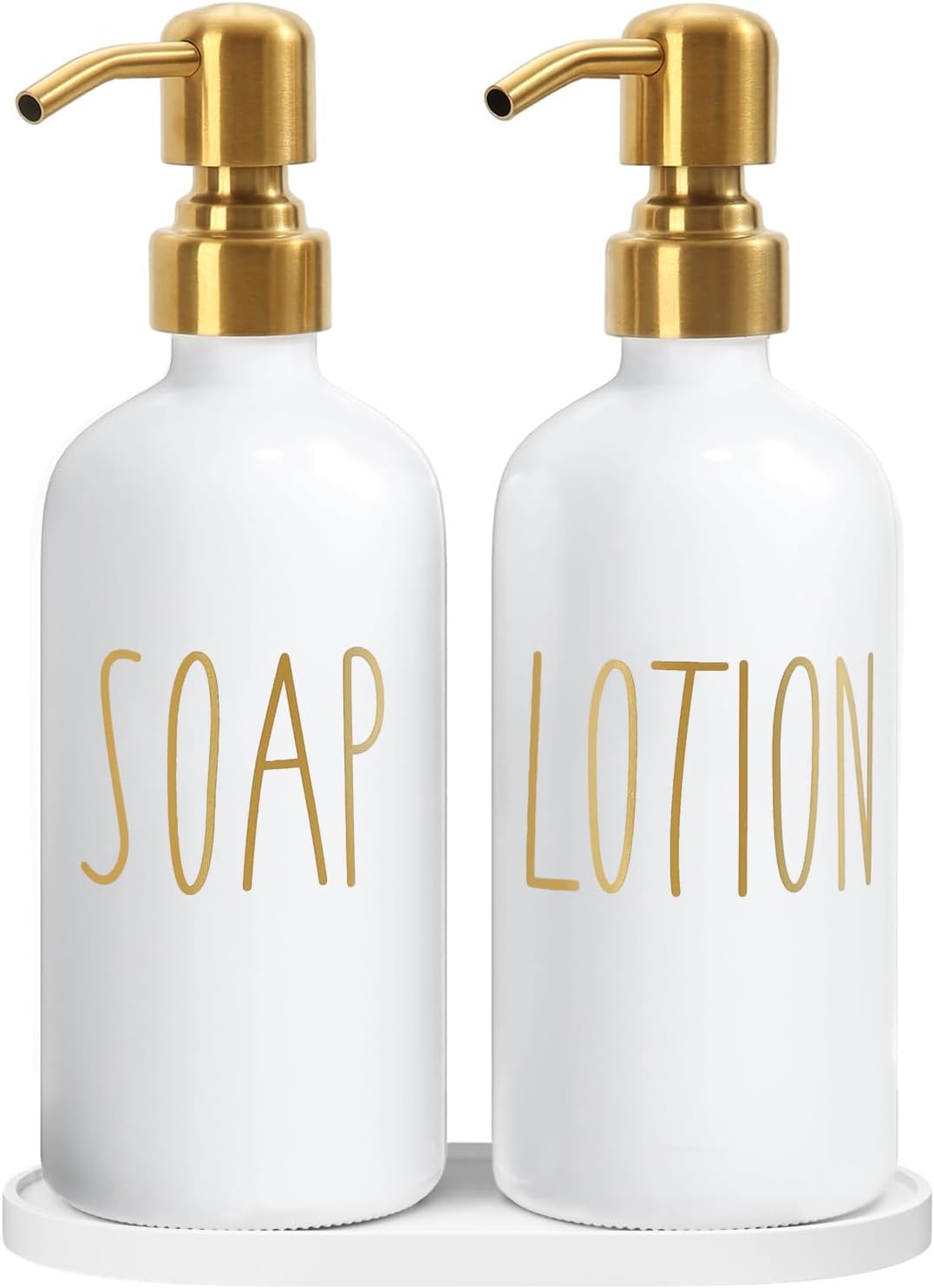 Juego dispensador jabón y loción baño blanco