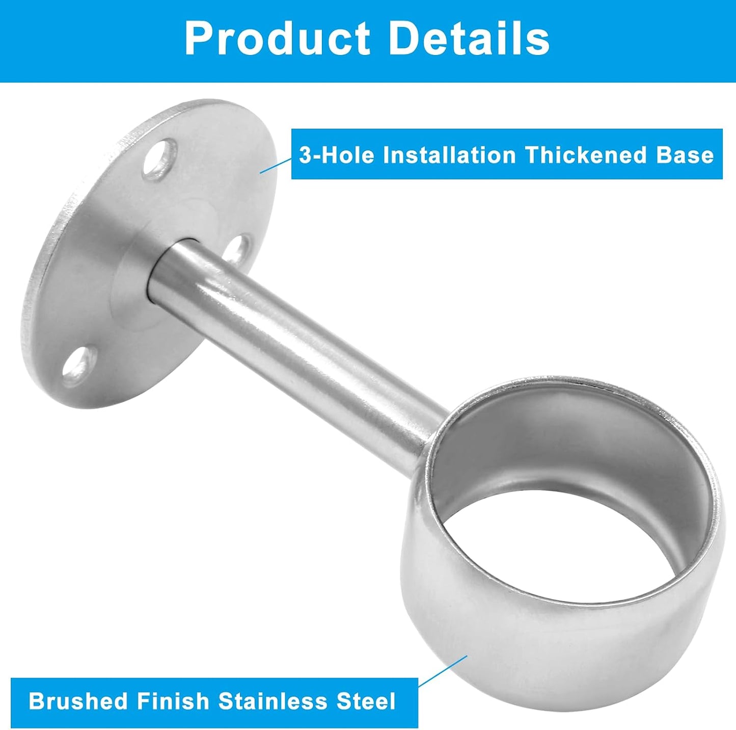 4 Soportes Acero Inox Barra Armario 1.25" Resistente