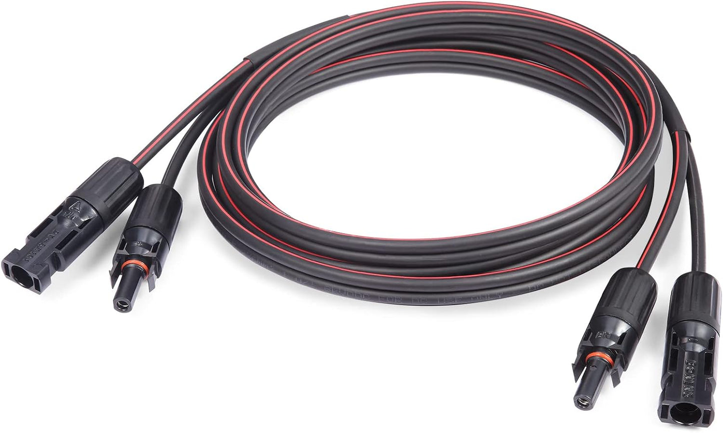 Cable solar 40ft 2x12awg doble alambre cobre con conectores