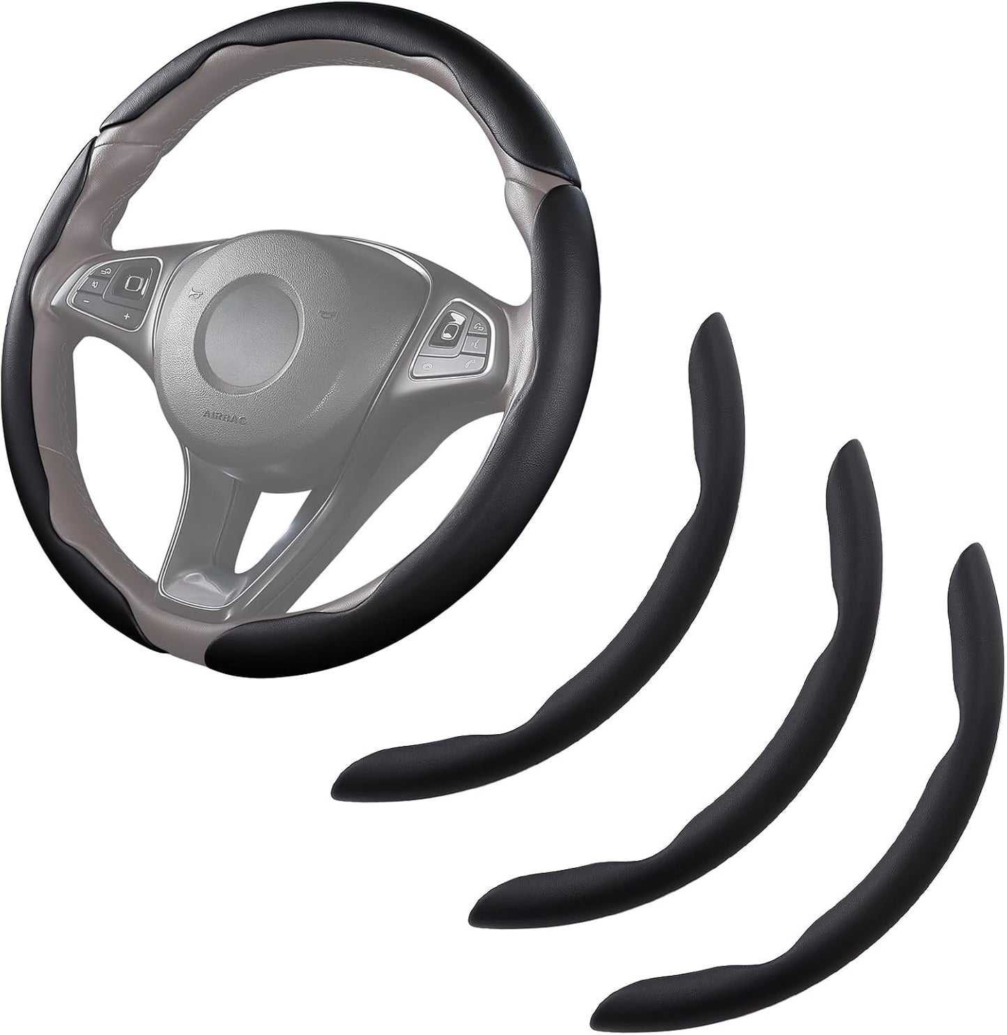 Funda cuero volante coche 37-38cm antiderrap negro